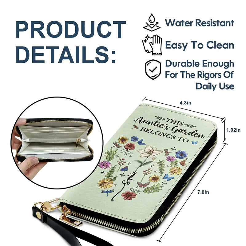 Gift For Yourself, Gift For Women, Gift For Mother, Gift For Grandma, Love - Birth Flower This Grandma's Mom's Garden Belongs - Personalized Leather Long Wallet