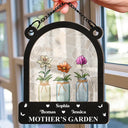 Christmas, Gift For Grandma, Gift For Mother - Birth Month Flower Blooming In Her Garden - Personalized Window Hanging Suncatcher Ornament