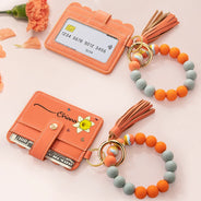 Gift For Yourself,Gift For Women,Happy,Gift For Bestie,Top Market - Birth Month Flower Name - Personalized Keychain Wristlet Leather Wallet