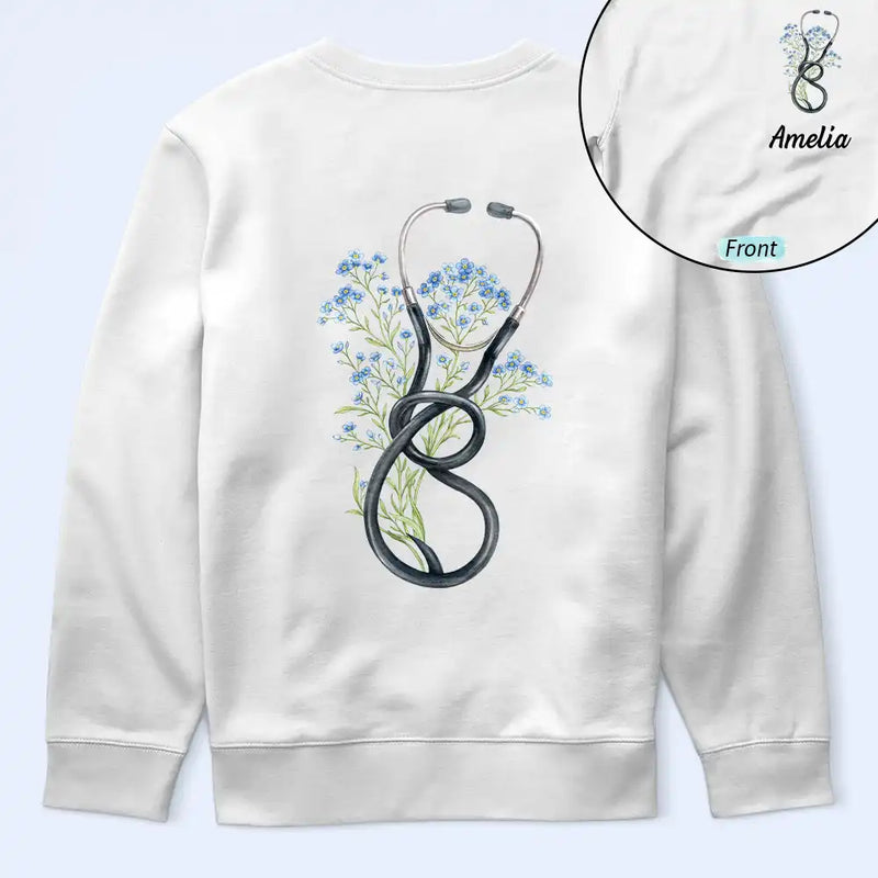 Gift For Women,Gift For Yourself,Non-Eng,Icon,Proud - Birth Month Flower Stethoscope Nurse - Personalized T Shirt