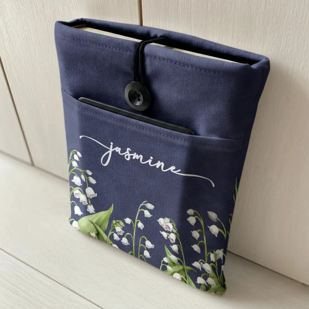 Reading,Gift For Yourself,Gift For Women,Happy - Birth Month Flower Watercolor Blooming In Love - Personalized Book Sleeve