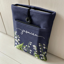 Reading,Gift For Yourself,Gift For Women,Happy - Birth Month Flower Watercolor Blooming In Love - Personalized Book Sleeve