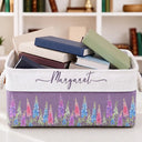Gift For Yourself, Gift For Women, Top Market, Reading, Confident, Icon - Birth Month Flower Watercolor Blooming In Love - Personalized Storage Basket