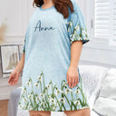 Gift For Yourself,Gift For Women,Happy - Birth Month Flower Watercolor Blooming In Love - Personalized Women's Sleep Tee