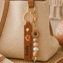 Sentimental,Wedding,Icon - Birth Month Flower Wedding Gifts - Personalized Leather Beaded Keychain