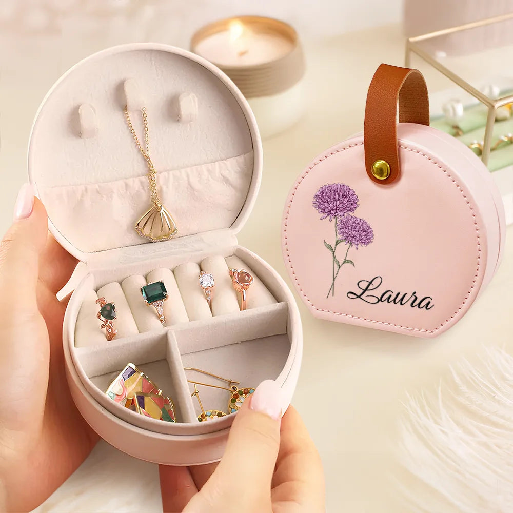 Gift For Women, Gift For Yourself, Happy - Birth Month Flowers Bloom Where You're Planted - Personalized Jewelry Box With Handle