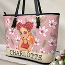 Gift For Mother, Gift For Grandma, Happy, Gift For Wife, Gift For Women, Gift For Yourself - Birth Month Flowers Bloom Where You're Planted Women - Personalized Leather Tote Bag