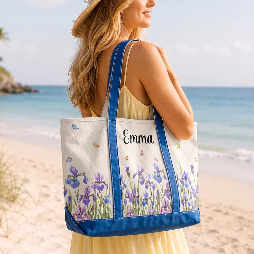 Gift For Yourself, Gift For Women, Icon, Happy - Birth Month Flowers In Bloom - Personalized Fabric Tote Bag
