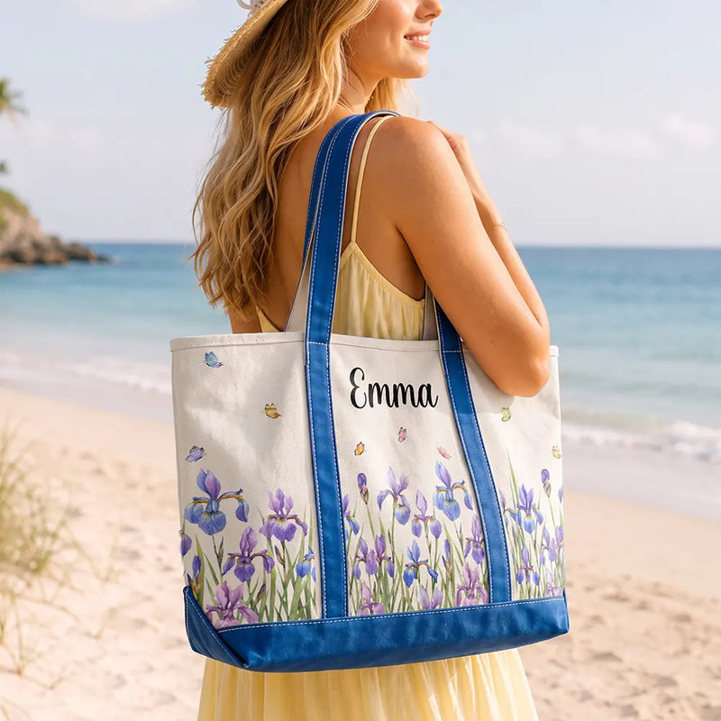Gift For Yourself, Gift For Women, Icon, Happy - Birth Month Flowers In Bloom - Personalized Fabric Tote Bag