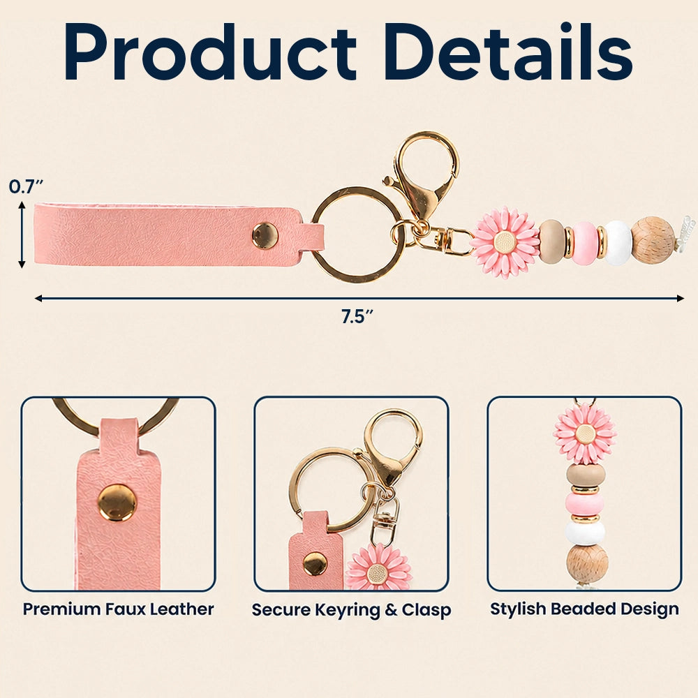 Top Market, Gift For Yourself, Adorable, Icon - Birth Month Flowers Sketch Bloom Where You're Planted - Personalized Leather Beaded Keychain