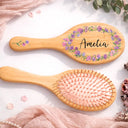 Birth Flowers Women Girl Bestie Sister Mom - Personalized Wooden Hair Brush