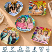 Afro Besties, Art Design, Christmas, Custom Photo, Gift For Bestie, Photo - Stained Glass, Sentimental, Top Market - Birthday Gift For Bestie - Personalized Custom Photo Stained Glass Effect Ring Dish