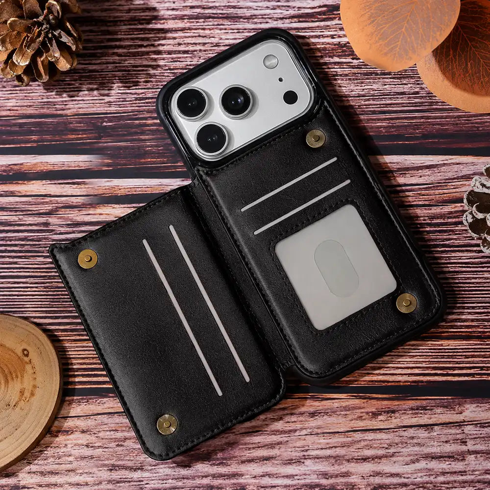 Gift For Yourself,Gift For Women,Gift For Men - Monogram Initial - Personalized Leather Flip Wallet Phone Case
