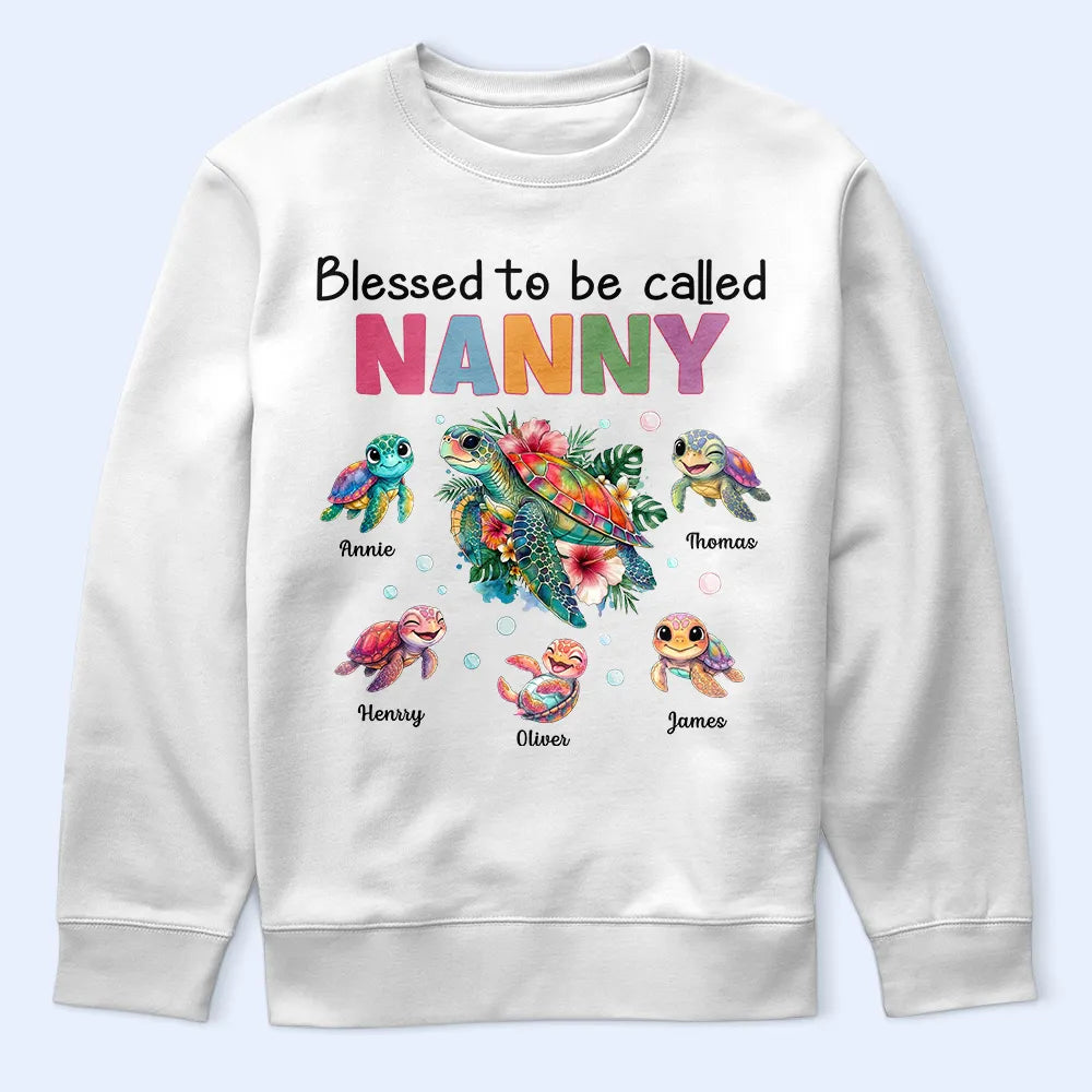 Gift For Wife,Gift For Mother,Gift For Grandma,Happy - Blessed To Be Called Grandma Sea Turtle - Personalized T Shirt