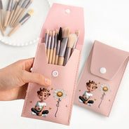 Gift For Yourself,Gift For Women,Gift For Mother,Happy - Blooming In Love - Personalized Makeup Brush Bag Set