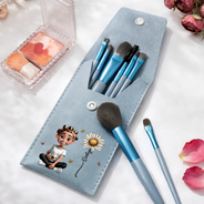 Gift For Yourself,Gift For Women,Gift For Mother,Happy - Blooming In Love - Personalized Makeup Brush Bag Set