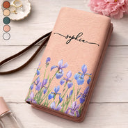 Mom - Daughters (Adult),Mom - Daughters (Young),Mom - Sons,Mom - Children,Gift For Mother,Love - Blooming In Love - Personalized Tri-Fold PU Leather Wristlet Wallet