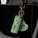 Leather Lipstick Case Keychain With Mirror - Blooming With Birth Month Flower - Personalized Leather Lipstick Case Keychain With Mirror