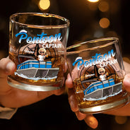 Pontoon,Gift For Men,Funny - Boating Pontoon Captain Traveling - Personalized Whiskey Glass