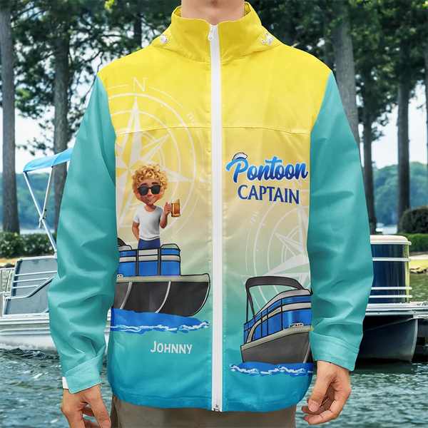 Pontoon,Gift For Men,Funny - Boating Pontoon Captain Traveling 3D Effect - Personalized Rain Jacket