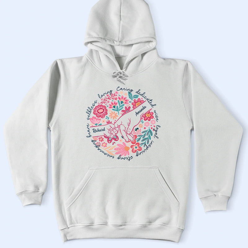 Gift For Mother,Gift For Grandma,Love - Boho Floral Hand In Hand Grandma Mom - Personalized T Shirt