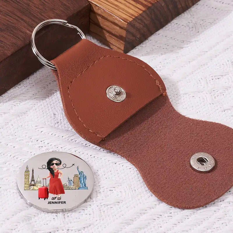 Travel, Gift For Yourself, Love - Bon Voyage On Your Journey - Personalized Leather Pocket Hug