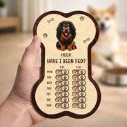Dog Lovers,Dog Mom,Dog Dad,Dog Couple - Bone Shaped Feeding And Medication Tracker - Personalized Wooden Pet Feeding Reminder