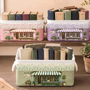 Top Market,Back To School,Cozy,Reading,Gift For Yourself,Gift For Women,Icon - Book Lovers Corner Bookshop With Birth Month Flower - Personalized Storage Basket
