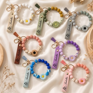 Gift For Yourself, Gift For Women, Reading, Adorable, Icon - Books Birth Month Flower - Personalized Leather Beaded Keychain