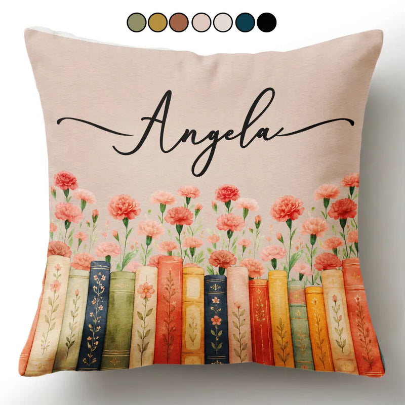 Adorable,Reading,Gift For Yourself,Icon - Bookshelf Flower Garden - Personalized Pillow
