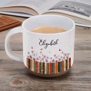 Reading,Gift For Yourself,Adorable,Icon - Bookshelf Flower Garden - Personalized Pottery Mug