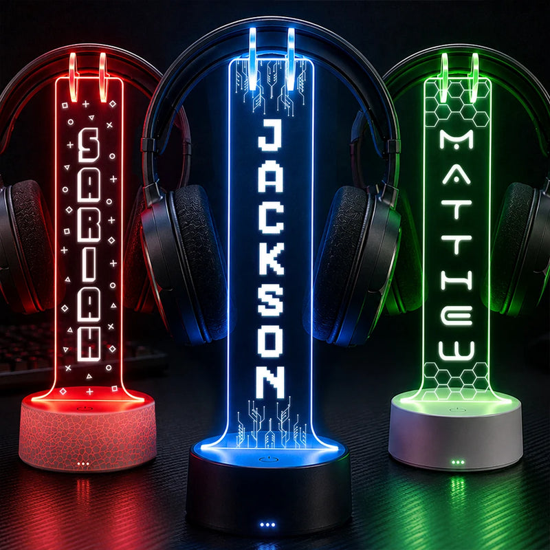 Gaming, Gift For Yourself, Playful, Custom Text - Boyfriend Teen Kid Gamer Name - Personalized Headphone Stand
