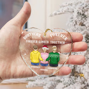 Family, Gift For Sibling, Gift For Sisters, Gift For Bestie, Gift For Brothers, Cousin, Love, Long Distance, Christmas, Top Market - Brother Sister Forever Linked Together - Personalized Heart Shaped Glass Ornament