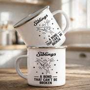 Gift For Brothers, Gift For Sisters, Gift For Sibling, Cousin, Gift For Women, Gift For Men, Happy - Brothers A Bond That Can't Be Broken - Personalized Enamel Mug
