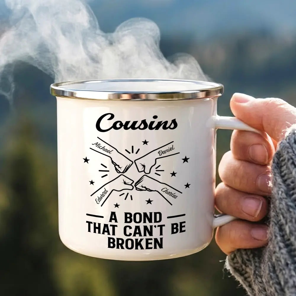 Gift For Brothers, Gift For Sisters, Gift For Sibling, Cousin, Gift For Women, Gift For Men, Happy - Brothers A Bond That Can't Be Broken - Personalized Enamel Mug