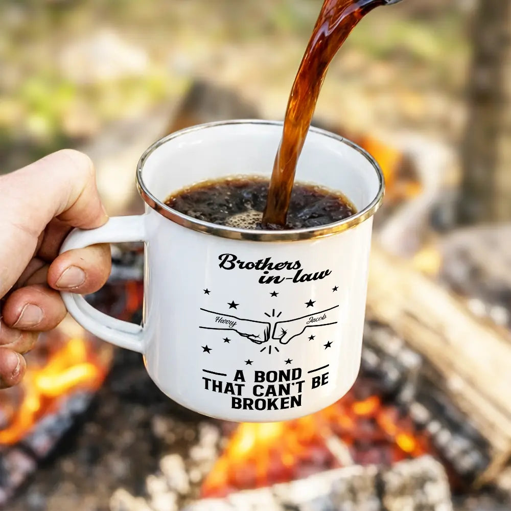 Gift For Brothers, Gift For Sisters, Gift For Sibling, Cousin, Gift For Women, Gift For Men, Happy - Brothers A Bond That Can't Be Broken - Personalized Enamel Mug