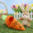Easter,Happy,Parents,Dad - Children,Mom - Children,Gift For Kids - Bunny Holding Alphabet Letters - Personalized Plush Reversible Carrot Bunny Keychain