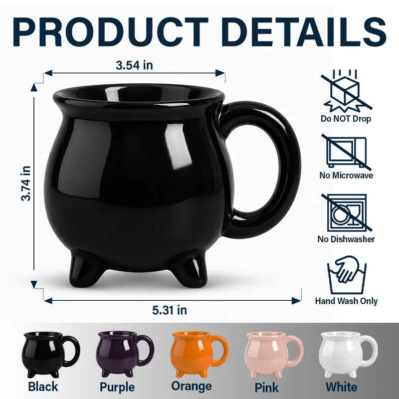 Adorable,Gift For Grandma,Halloween,Custom Text - Spooky Grandma Grandkids' Names - Personalized Cauldron Mug
