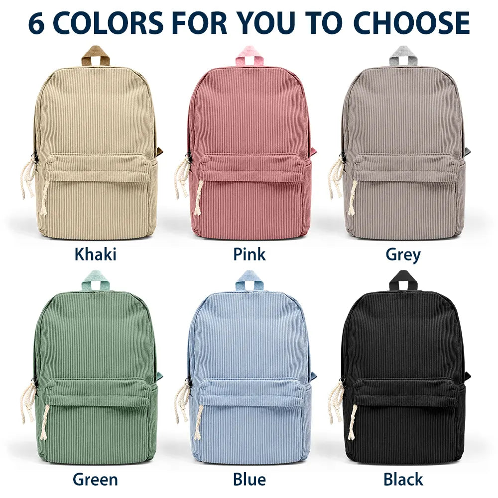 Back To School,Gift For Kids,Adorable,Monogram - Monogram Back To School Kids Kind Capable Affirmations - Personalized Corduroy Backpack