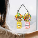 Gift For Grandma,Grandma - Grandkids,Happy,Icon,Grateful - First Mom Now Grandma Sunflower Love Bugs - Personalized Window Hanging Suncatcher Ornament