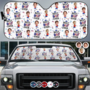Gift For Mother,Gift For Grandma,Happy,Summer,Gift For Father,Gift For Grandpa,Independence Day,Photo,Icon,Humorous - Custom Photo Stars & Stripes Best Dad Mom Grandpa Grandma Ever - Personalized Auto Sunshade
