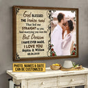 Custom Photo Couple Husband Wife God Blessed The Broken Road Photo Gift Custom Canvas, Wedding Gift, Anniversary, Wall Pictures, Wall Art, Wall Decor