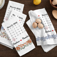 Gift For Wife,Gift For Couples,Married ,Engaged,Love,Wedding - Calendar Married Couple Forever Together - Personalized Kitchen Towel
