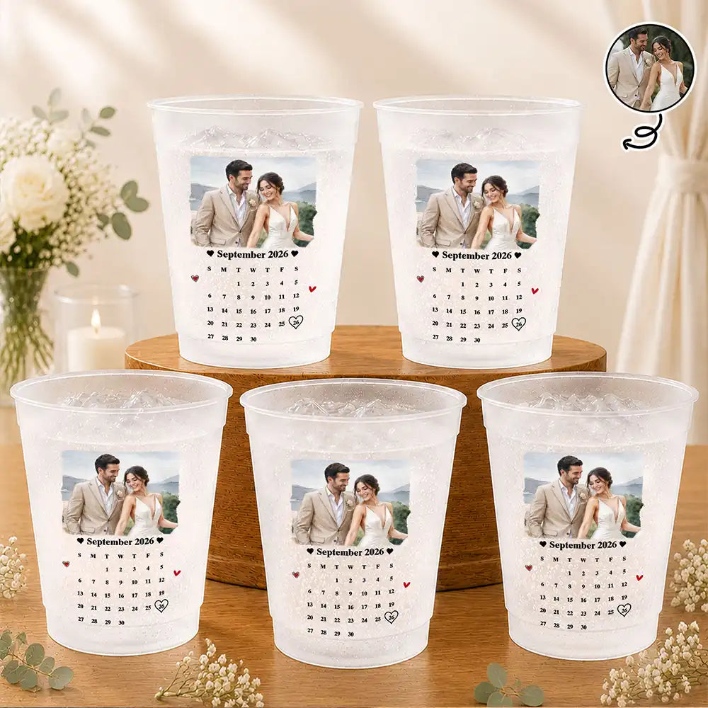Romantic, Gift For Couples, Calendar - Calendar Wedding Couple - Personalized Frosted Cups