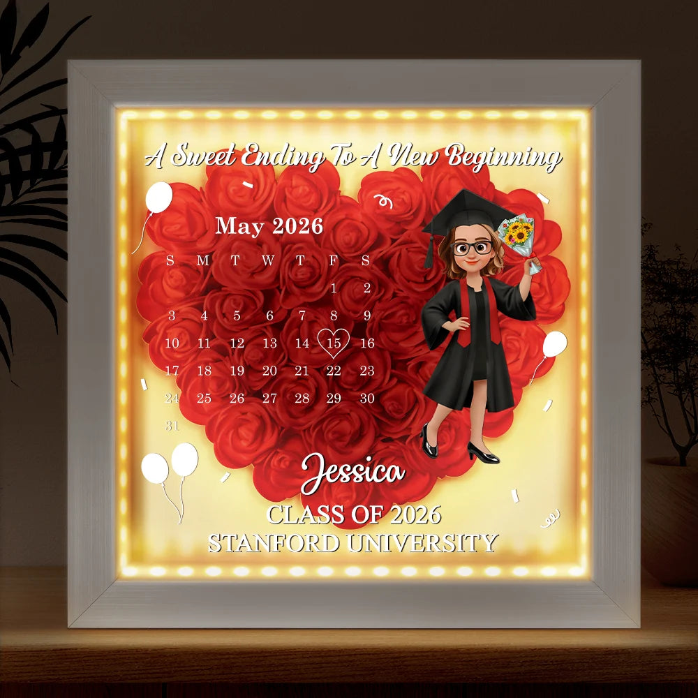 Calendar The Day The Journey Began - Personalized LED Light Flower Shadow Box