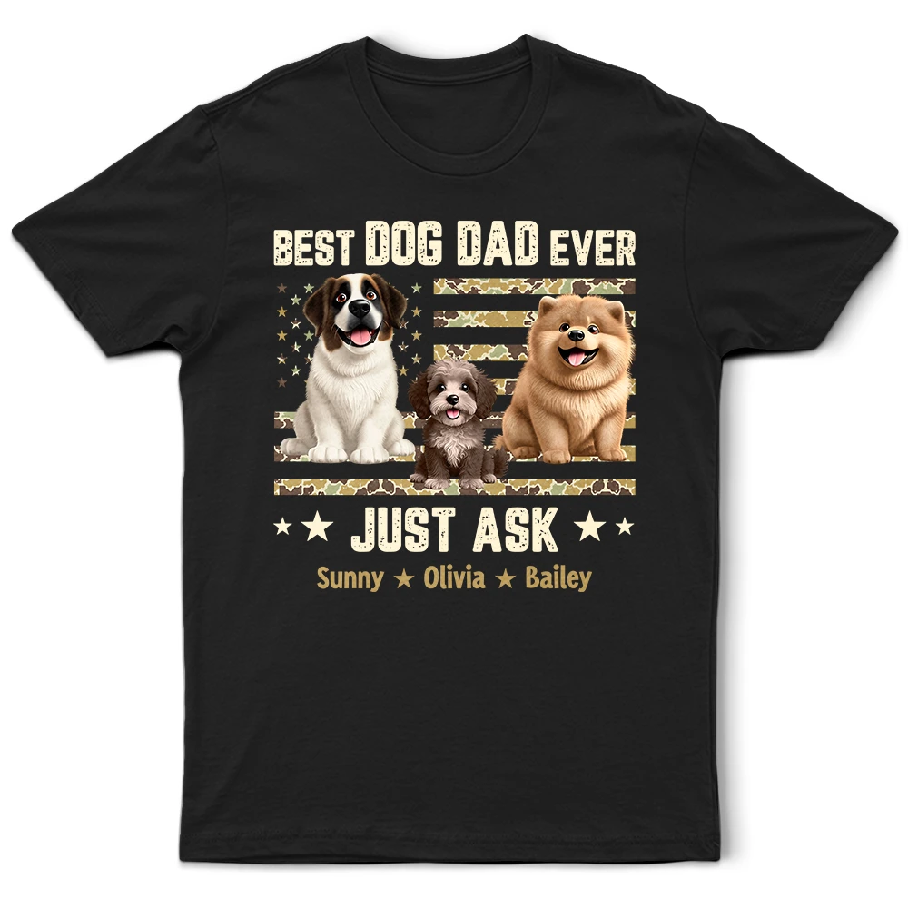 Pet Lovers,Pet Mom,Pet Dad,Top Market,Vector,Playful - Camouflage Stars & Stripes Best Cat Dad Ever - Personalized T Shirt
