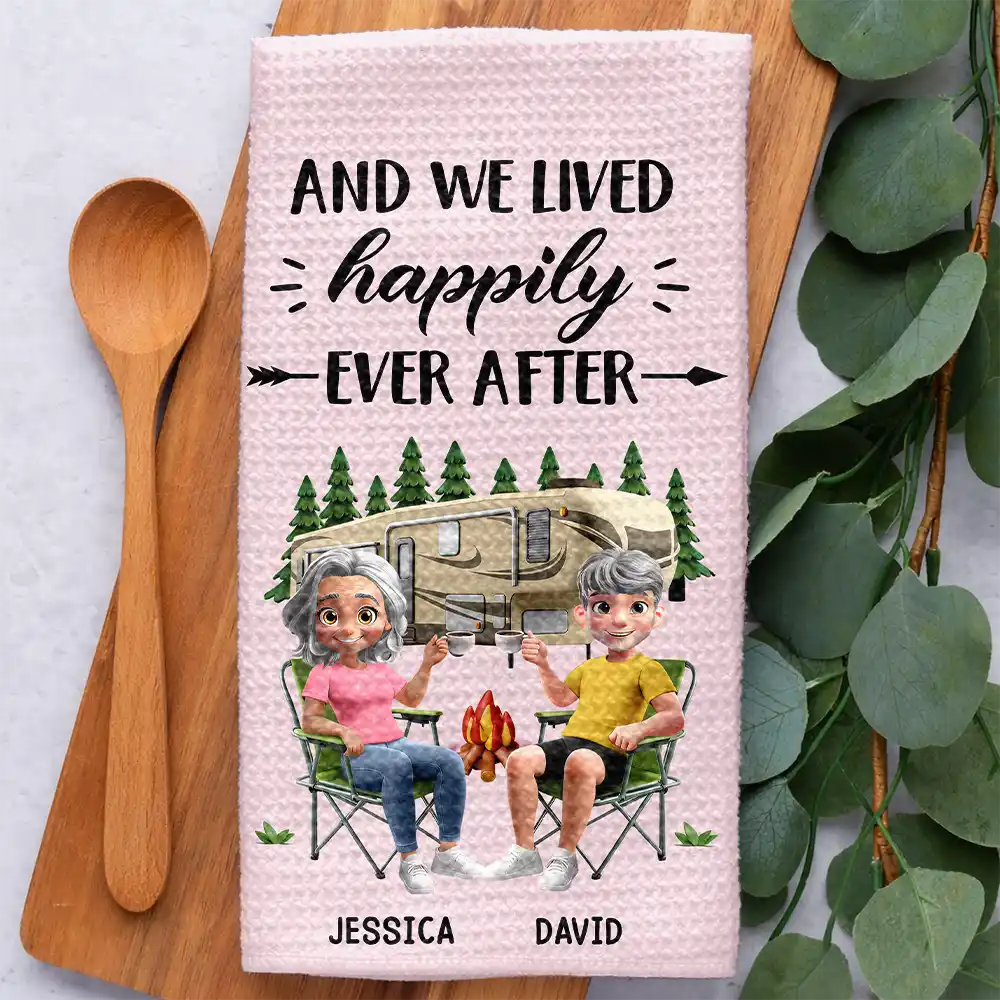 Camping,Campsite,Couple's Hobby,Gift For Couples,Gift For Wife - Camper Sweet Camper Camping Couple - Personalized Kitchen Towel