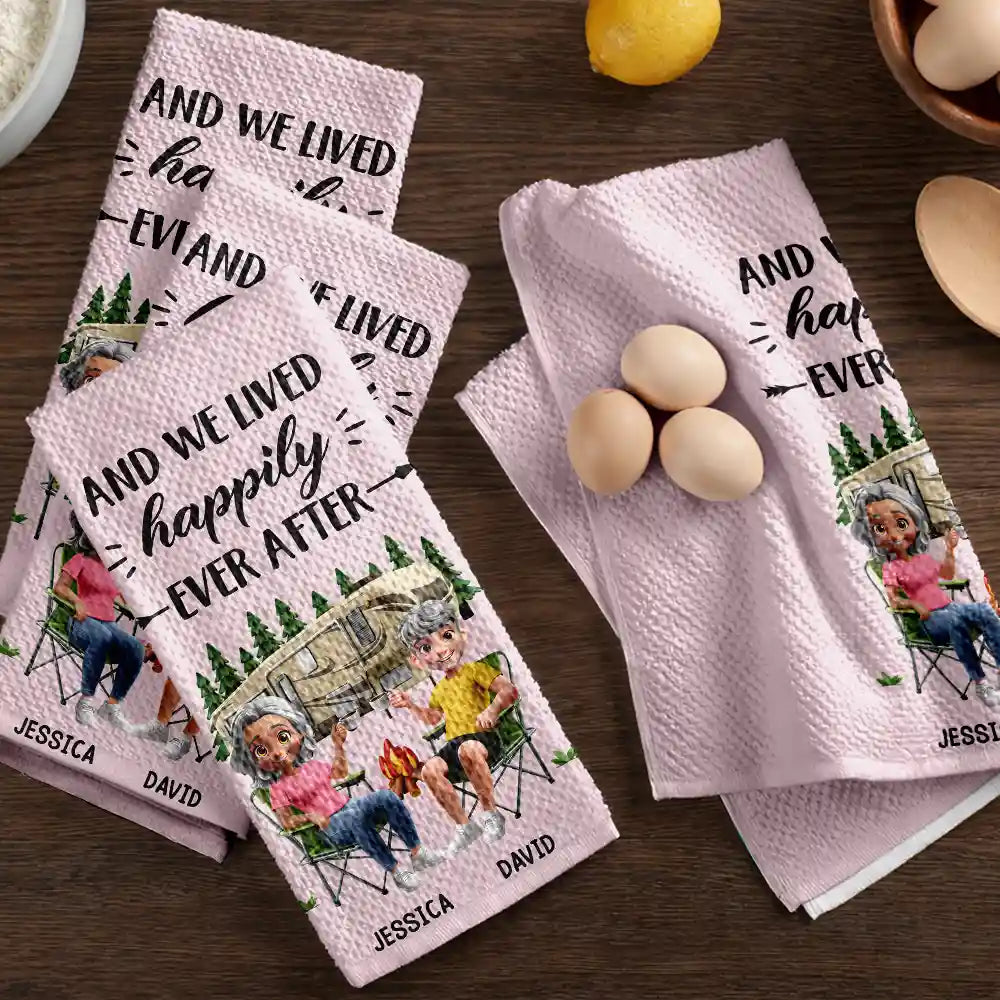 Camping,Campsite,Couple's Hobby,Gift For Couples,Gift For Wife - Camper Sweet Camper Camping Couple - Personalized Kitchen Towel