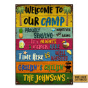 Camping Welcome To Our Camp Custom Classic Metal Signs, Camping Decoration, Camping Gift