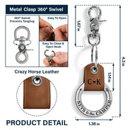 Gift For Father, Gift For Husband, Camping, Campsite, Funny - Camping Dad Mom Keys To The Camper Monogram Initial - Personalized Leather Coordinates Keychain